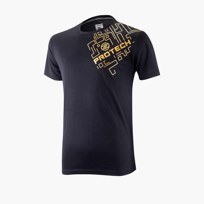 T-shirt graphique Protech Dry Fit Sports (Or noir) | RNZ10066 |