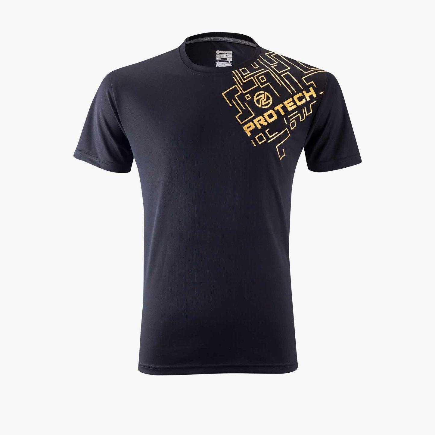 T-shirt graphique Protech Dry Fit Sports (Or noir) | RNZ10066 |