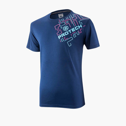 Protech Dry Fit Sports Graphic T-Shirt (Dark Blue Light Blue Pink) | RNZ10066 |