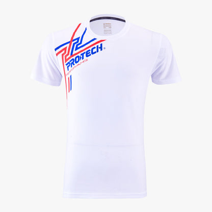 T-shirt graphique Protech Dry Fit Sport (Blanc Bleu Rouge) | RNZ10073 |